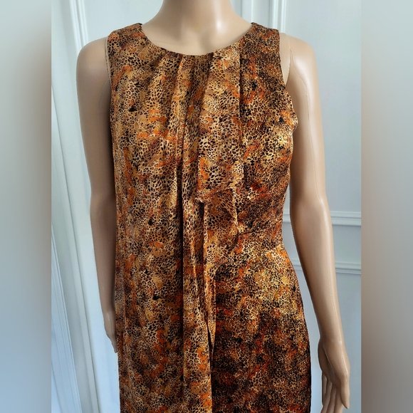 Cynthia Steffe Metallic Brown Retro Silk Dress - Size 0 - Picture 4 of 7